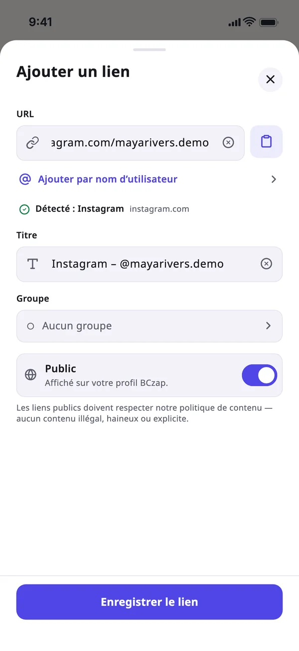 Ajoutez un profil par pseudo